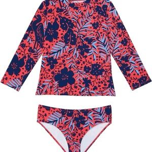 Lilly Pulitzer Bobby Rashguard Bikini Bathing Suit, Ruby Red Heron My Own